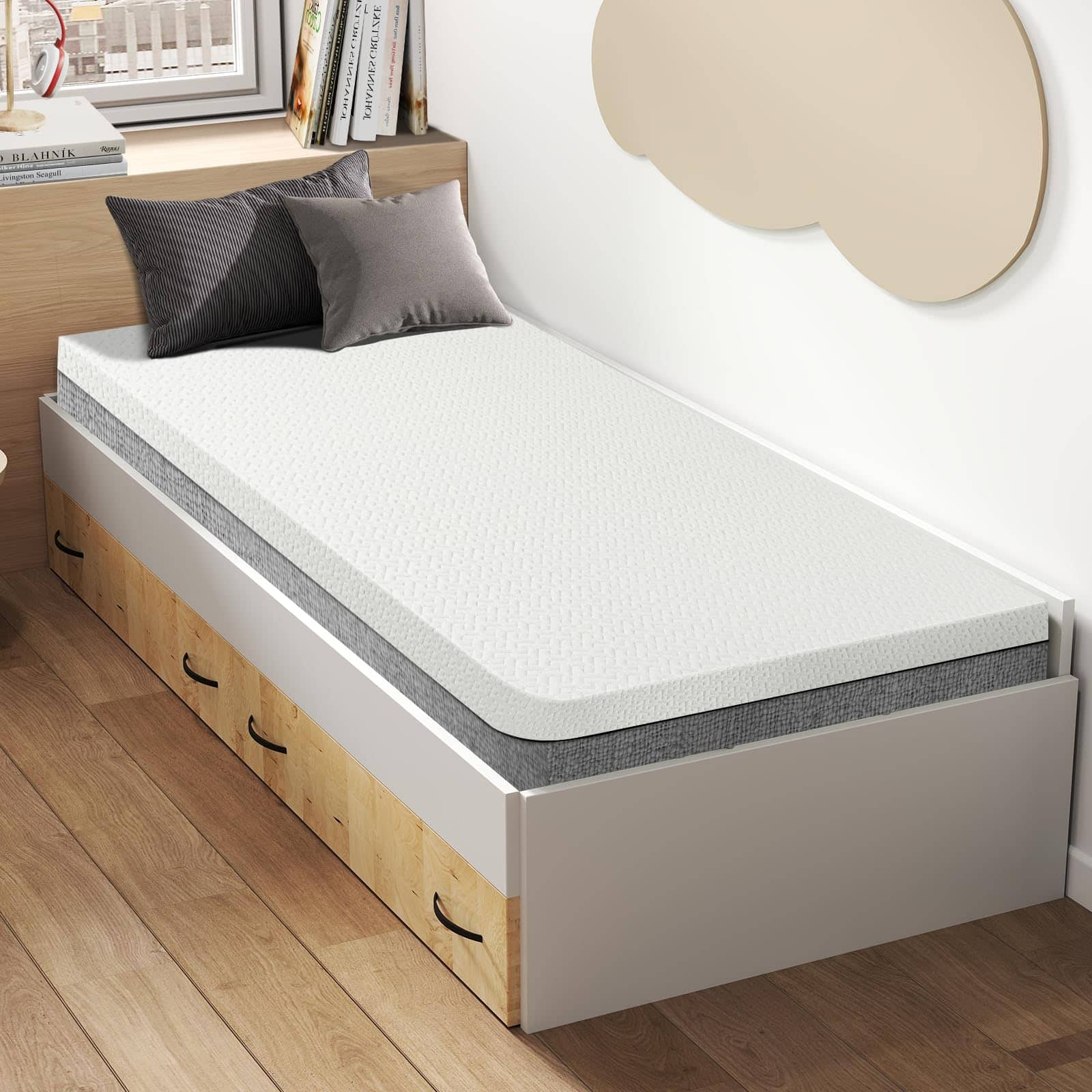 Comfort Essence - Gel Memory Foam Mattress Topper Queen With Removable Washable Cover Certified - Twin XL