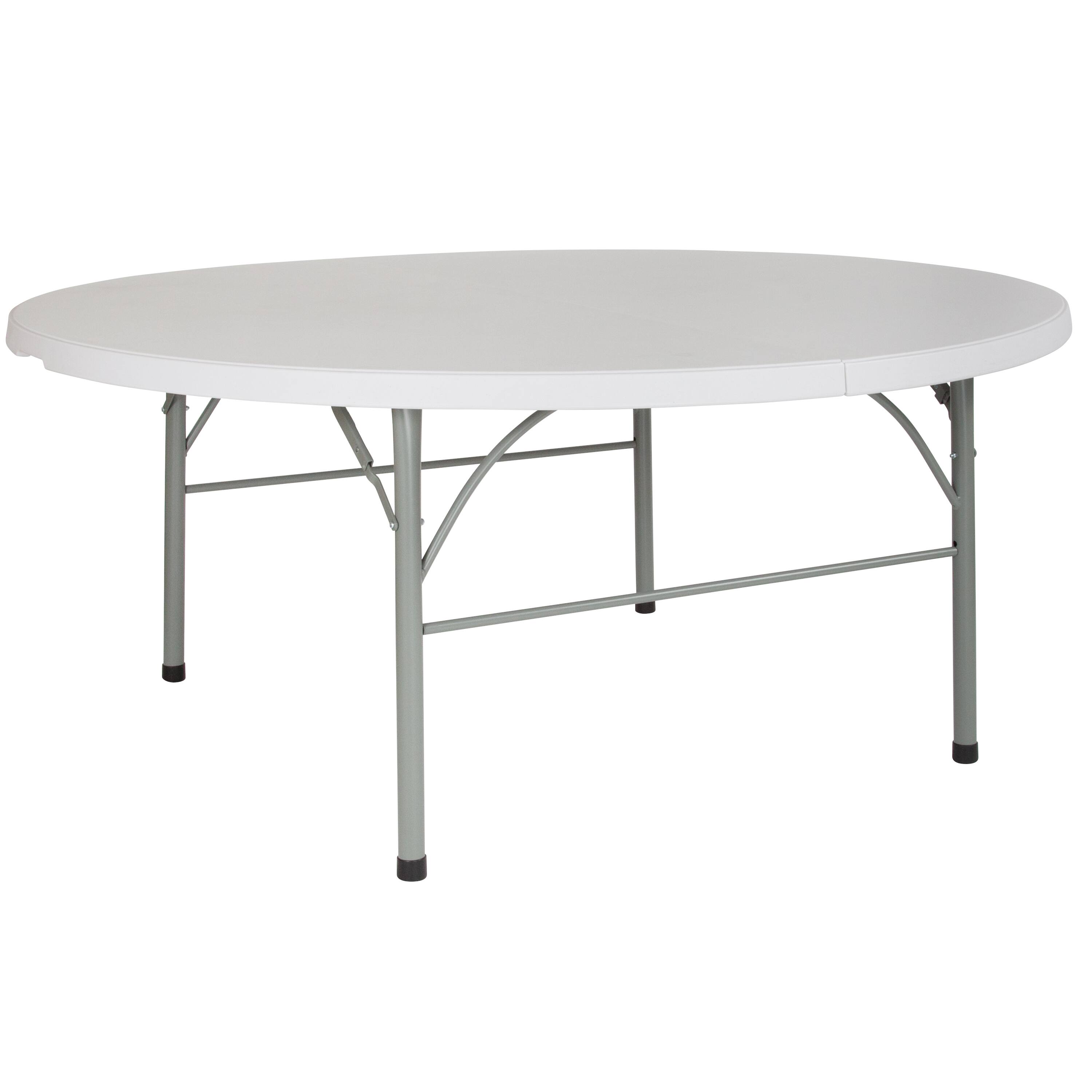 Front. Alamont Home - Stonewall 6-Foot Round Bi-Fold Granite White Plastic Event Folding Table with Handle - Granite White.