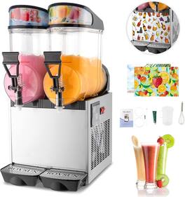 Winado - 30L Commercial Slush Machine Margarita Slushy Maker 2x4 Gal Frozen Drink Machine Slush & Juice Modes,Frozen Drink Maker - Silver