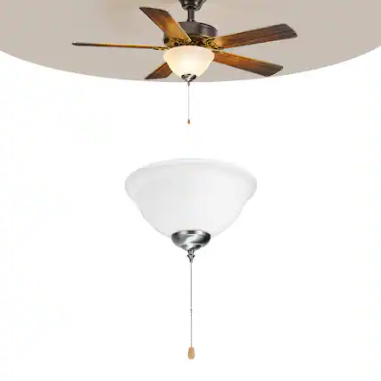 Front. VEVOR - Ceiling Fan Light Kit, 750lm 3000K Bowl Shaped Fan Light Kit with Pull Chain, 2 LED Bulbs, Replacement Fixture - White.