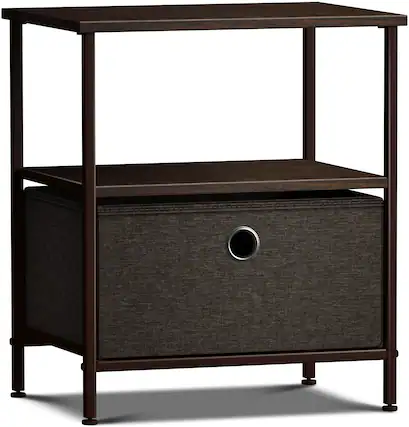 Front. Sorbus - Sorbus 1 Drawers Nightstand with Shelf - Steel Frame, Wood Top &Fabric Bins -Home, Bedroom, Office & College Dorm - Brown.