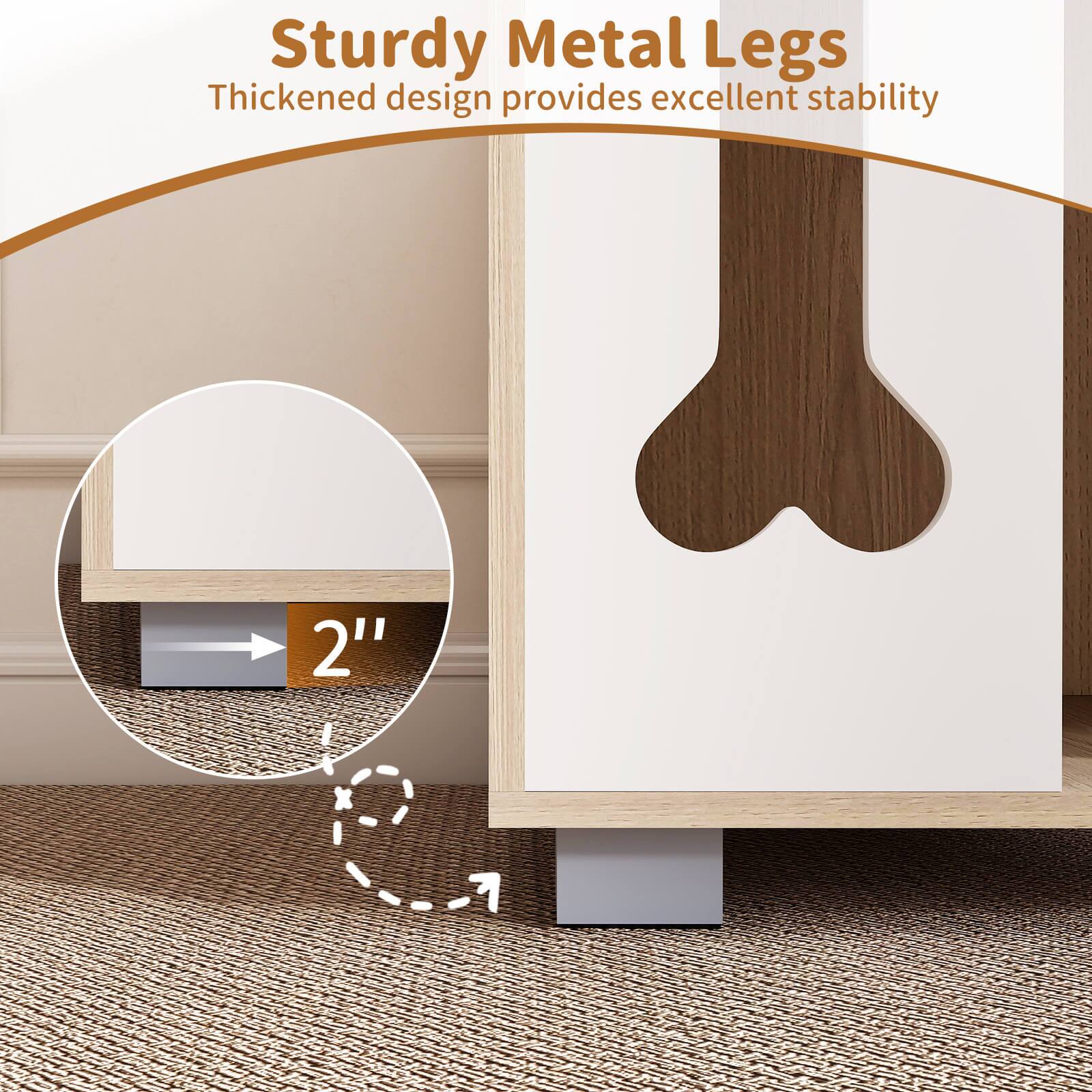 Sturdy Metal Legs  
Thickened design provides excellent stability  
2"