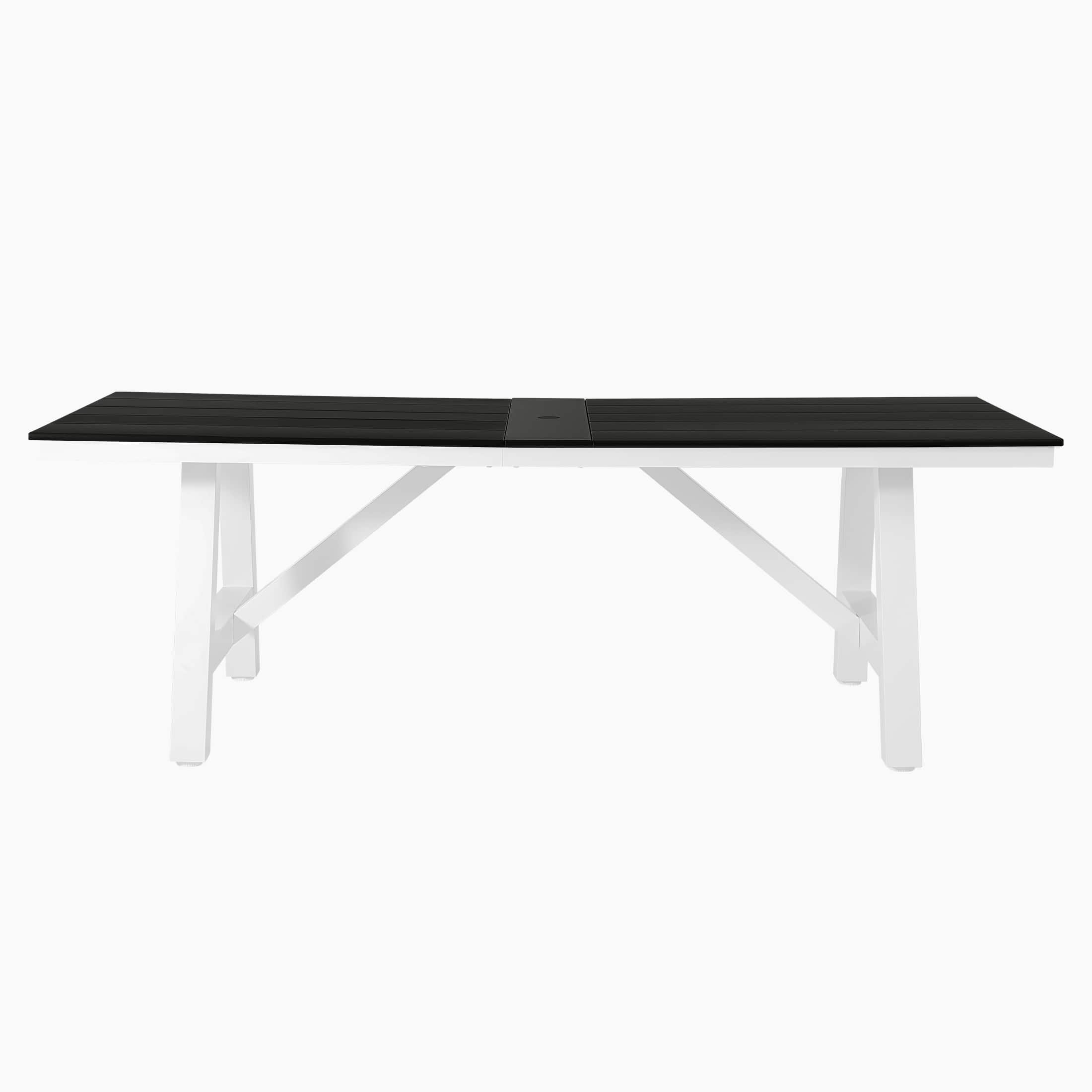 "WestinTrends - Cape May 90"" HDPE Rectangle Outdoor Patio Dining Table With Umbrella Hole and Metal Frame - Black" price history on PriceWatchPro