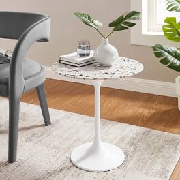 Modway - Lippa Round Terrazzo Side Table - White Terrazzo