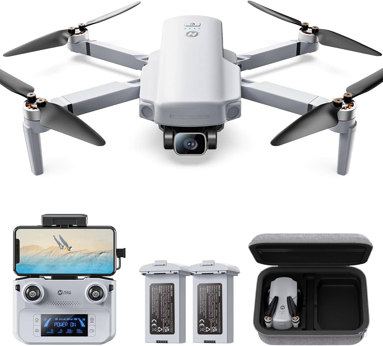 Holy Stone - SkyTrack Max 4K GPS Camera Drone with 20,000 ft Range, 80-Minute Flight and 2 Batteries - Black