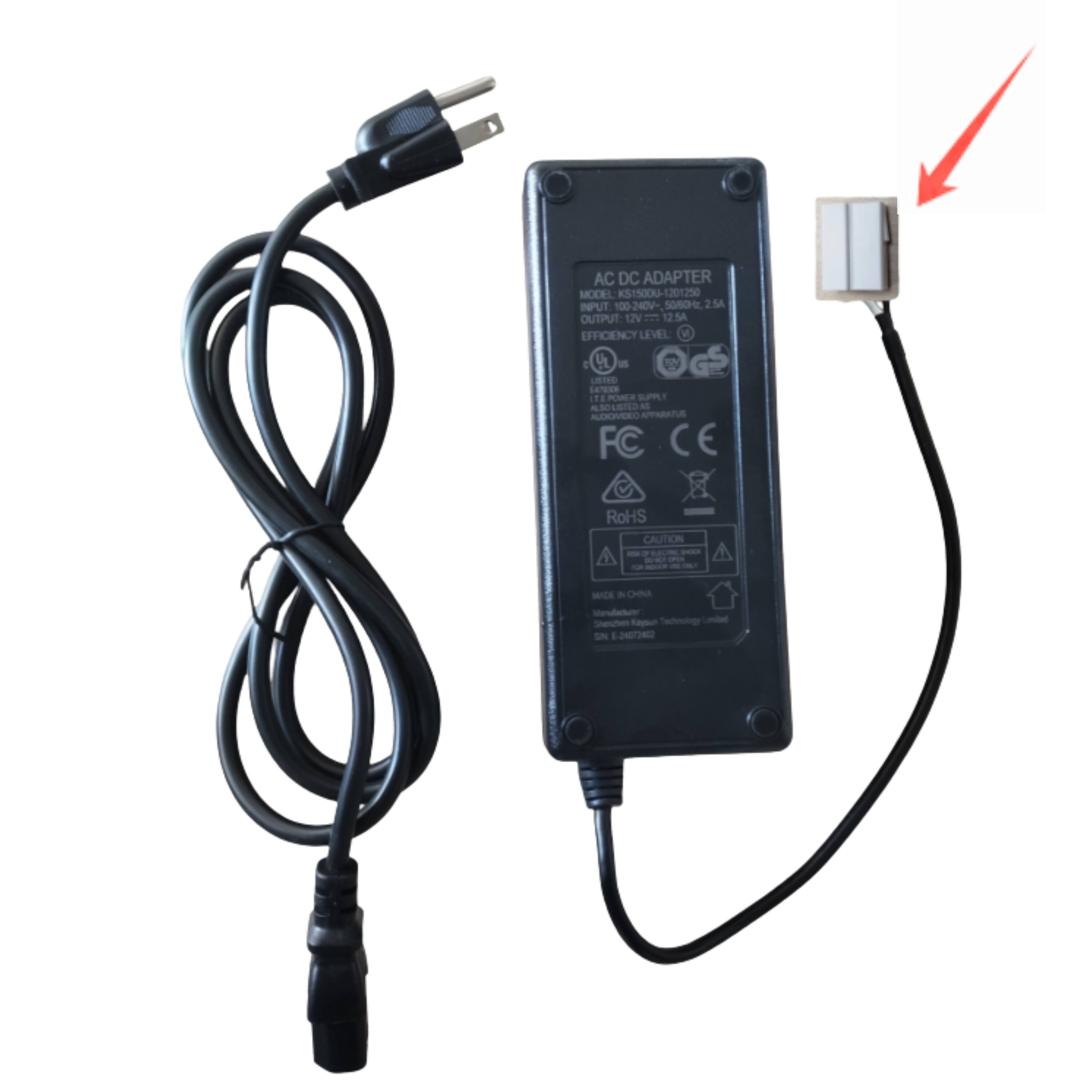 AC DC ADAPTER  
MODEL: KS1500u-1201250  
INPUT: 100-240V, 50/60Hz, 2.5A  
OUTPUT: 12V, 12.5A  
EFFICIENCY LEVEL: VI  
12V POWER SUPPLY  
AUDIO/VIDEO APPARATUS  
FC, CE, RoHS  
CAUTION  
MADE IN CHINA  
SHENZHEN KAIYUAN TECHNOLOGY LIMITED  
SN: 24072010  

(Note: The text "LTE 6TX8" and "S0LBTEO" appear to be unrelated or possibly misread and are not included in the corrected text.)
