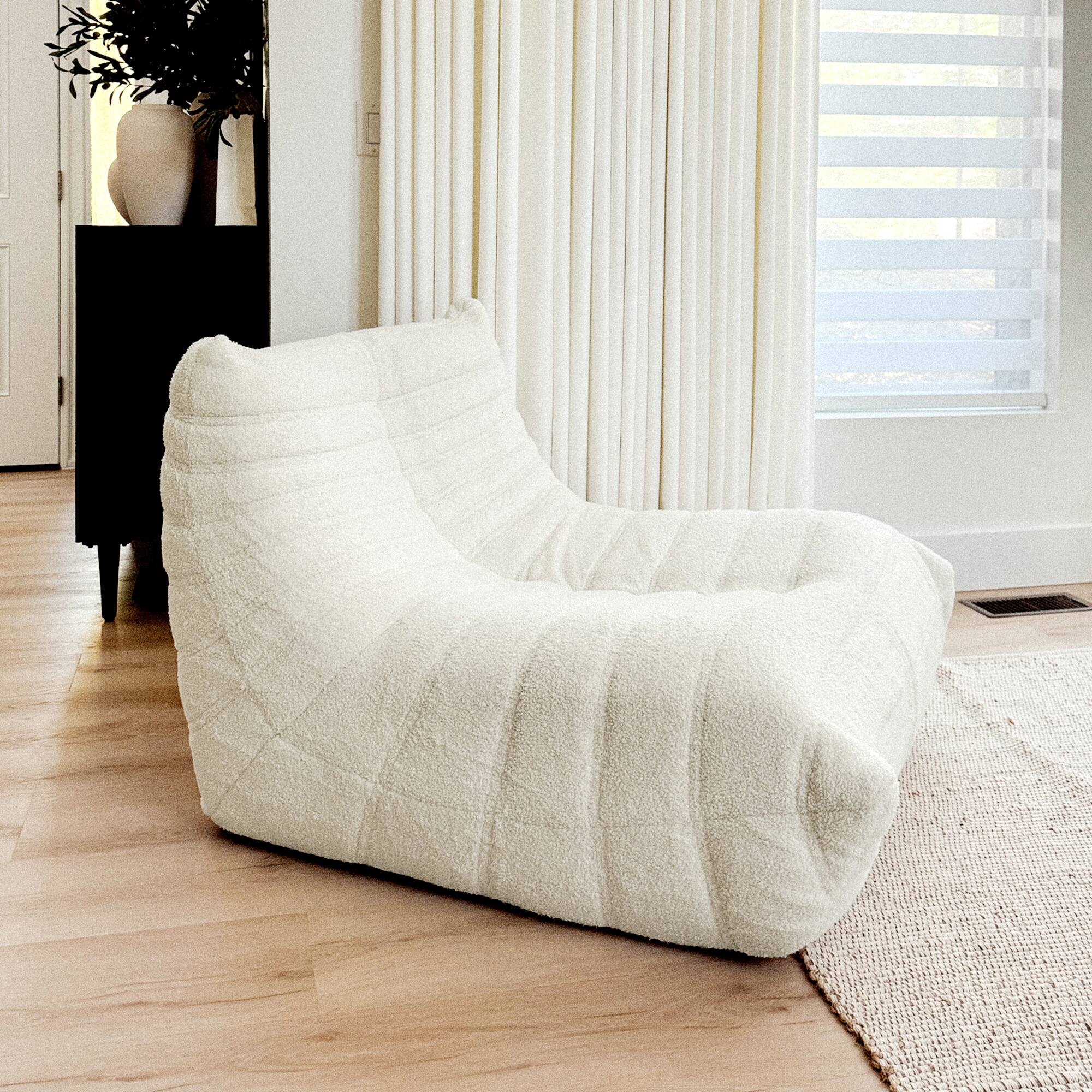 Alt View 9. Homcom - Bean Bag Chair for Adults, Giant Fireside Chair Lazy Sofa with High Density Comfortable Foam for Living Room, Bedroom - Cream White.
