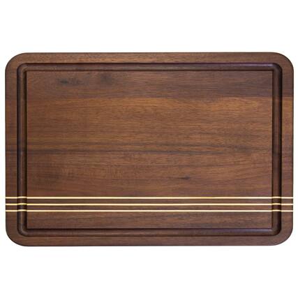 Front. Rock & Branch - Acacia Wood Pinstripe Cutting Board, 18-1/8" x 12-1/8".