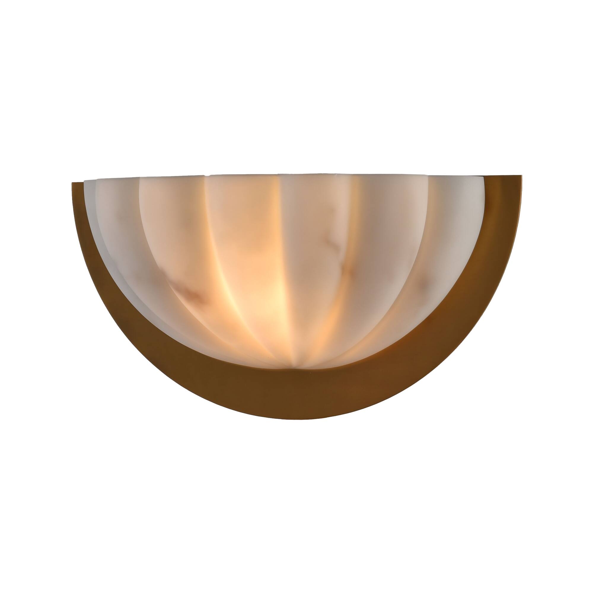 Alt View 4. Parrot Uncle - 5" Modern Half-Moon 1-Light Wall Sconce with Fluted Glass Shade for Bedroom and Hallway - Gold.
