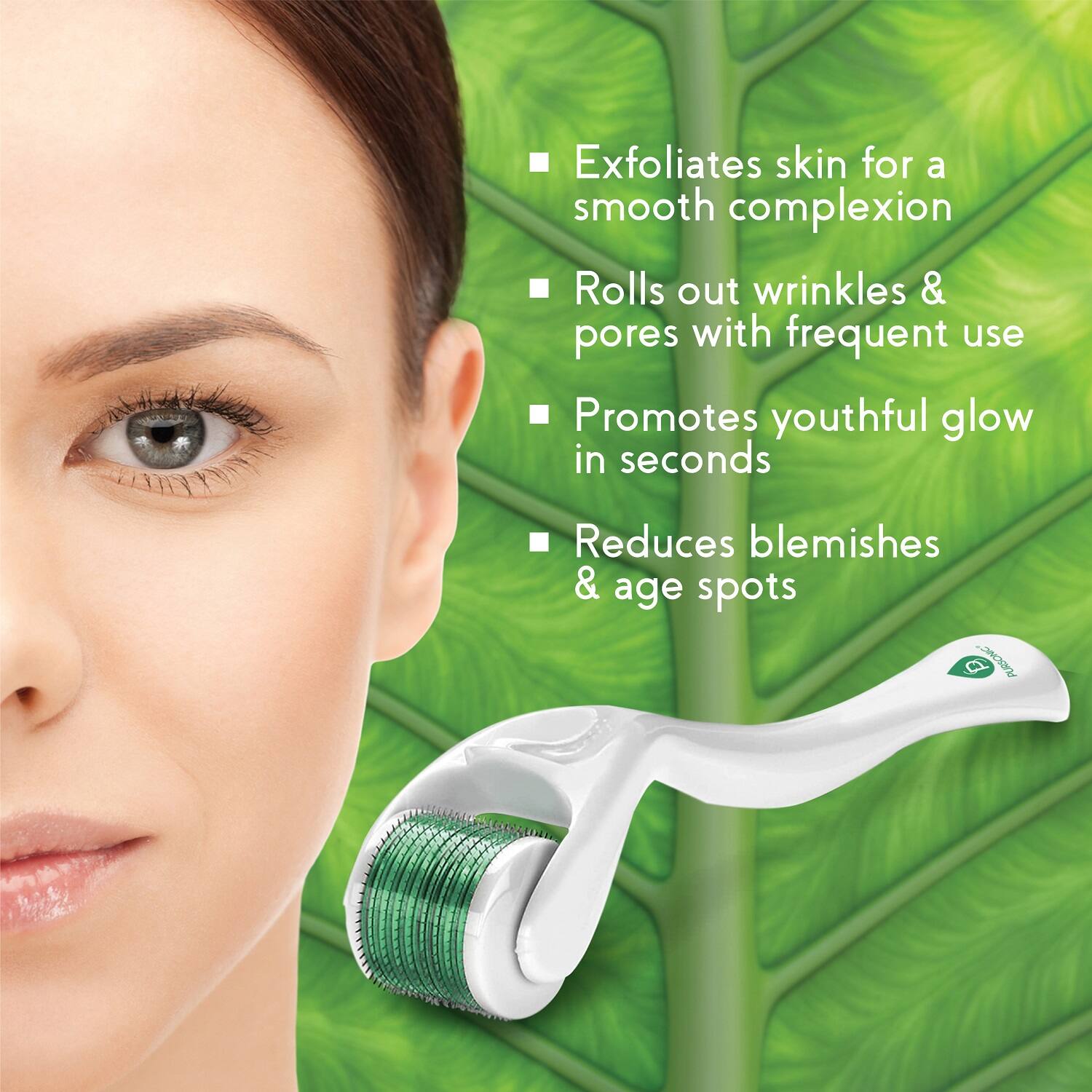 Exfoliates skin for a smooth complexion  
Rolls out wrinkles & pores with frequent use  
Promotes youthful glow in seconds  
Reduces blemishes & age spots  

Q PURZIONC