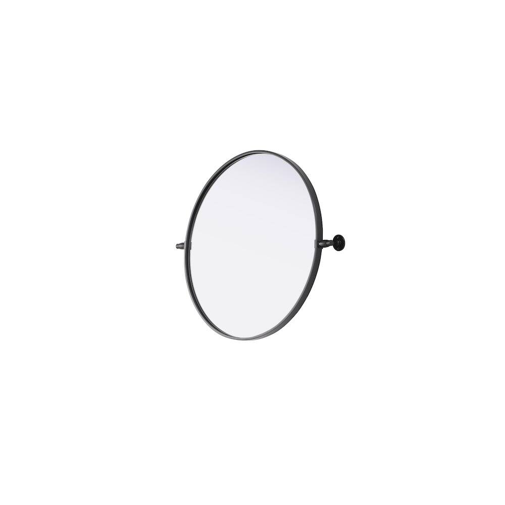 Left. Elegant Kitchen and Bath - Amoura 24X24 Pivot Mirror In Black - Black.