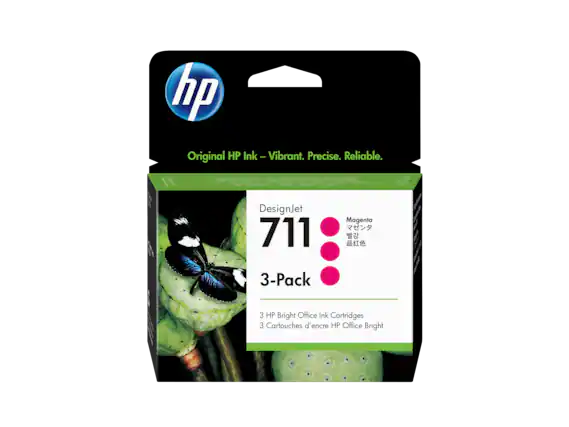 hp Original HP Ink - Vibrant. Precise. Reliable.
DesignJet 711 Magenta
3-Pack
3 HP Bright Office Ink Cartridges
3 Cartouches d'encre HP Office Bright