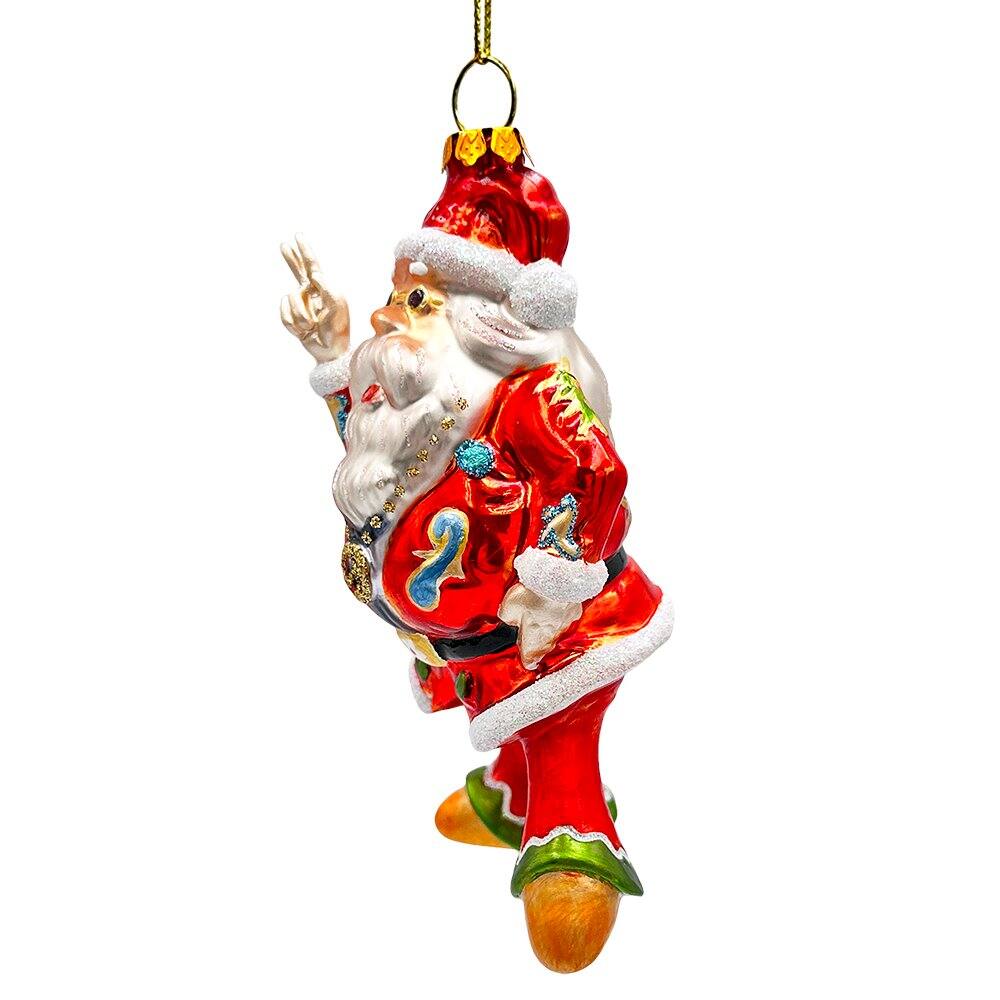 Alt View 1. OrnamentallyYou - Groovy Santa Eclectic Hippie Glass Christmas Ornament Unique Hippy Tree Decor - Multi-colored.