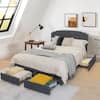 Front. Gymax - Gymax Full Platform Bed Frame with 4 Storage Drawers Adjustable Headboard Grey - Grey.
