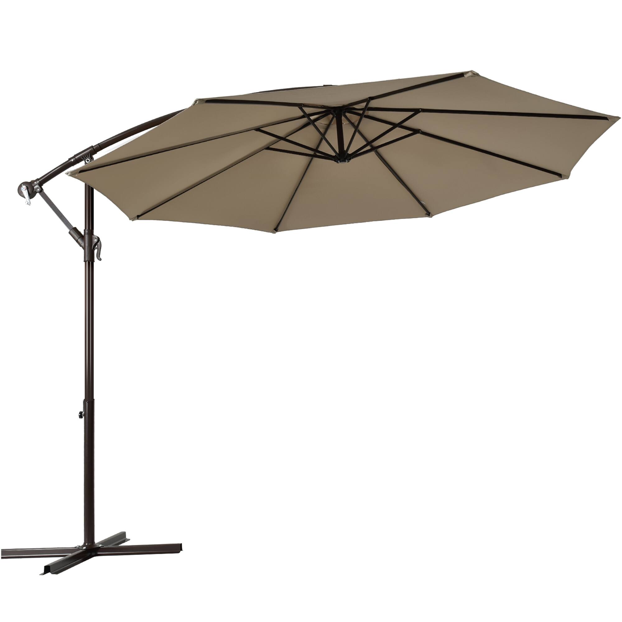 Alt View 3. Gymax - Gymax 10 ft Patio Cantilever Offset Umbrella Yard Garden Outdoor w/ 8 Ribs Tan - Tan.