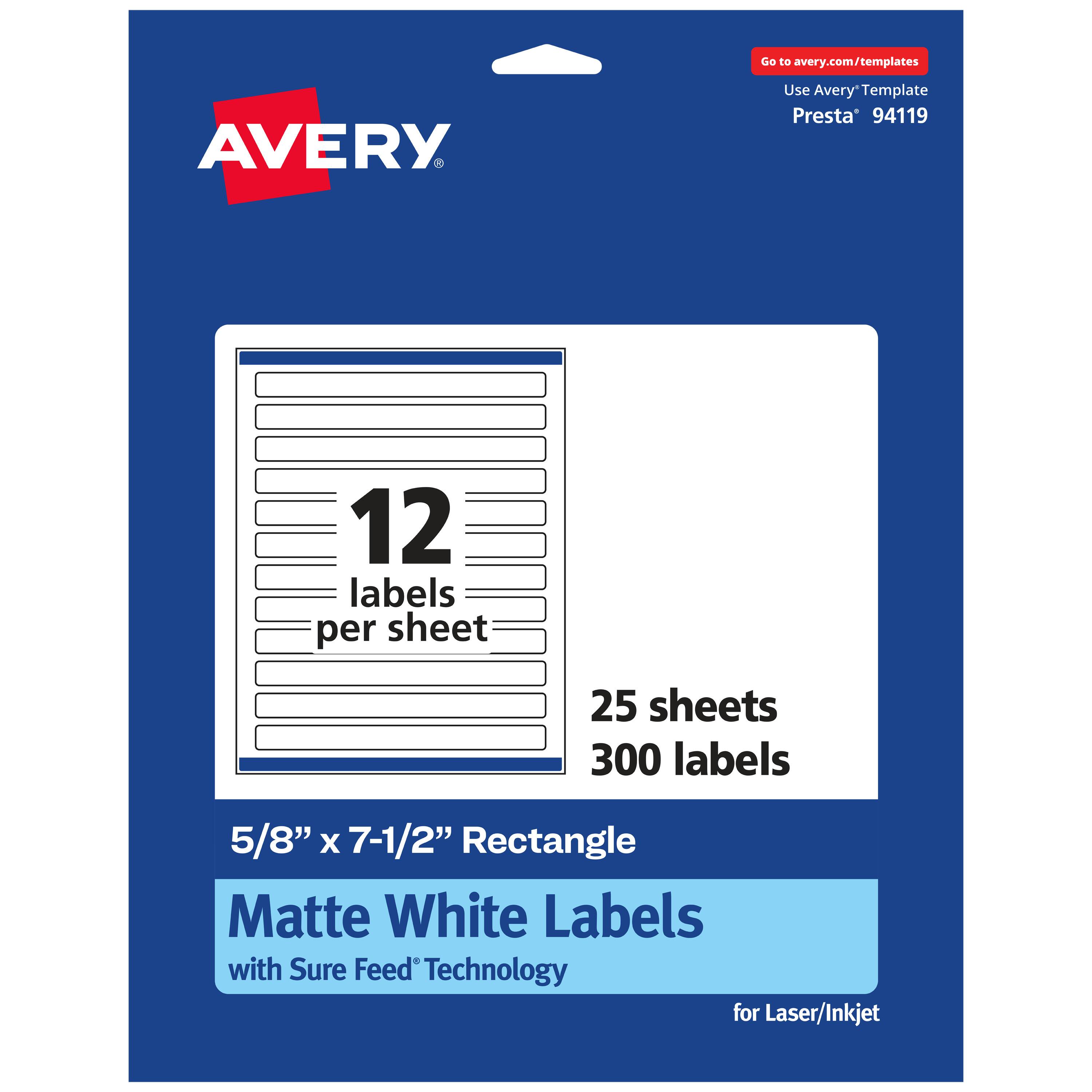 "Avery - Matte Rectangle Labels, 5/8"" x 7-1/2"", 300 Total - White" price history on PriceWatchPro