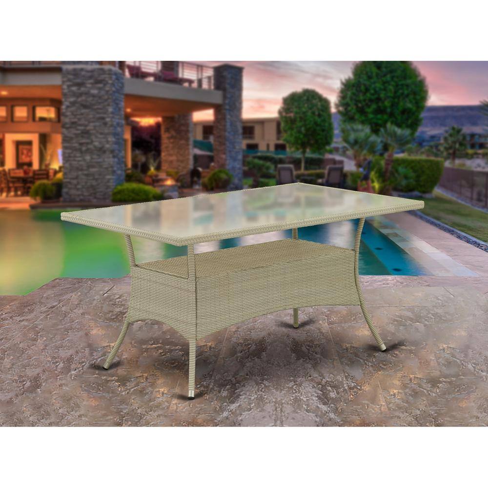 Back. East West Furniture - Wicker Patio Table Natural Linen - Natural Linen.