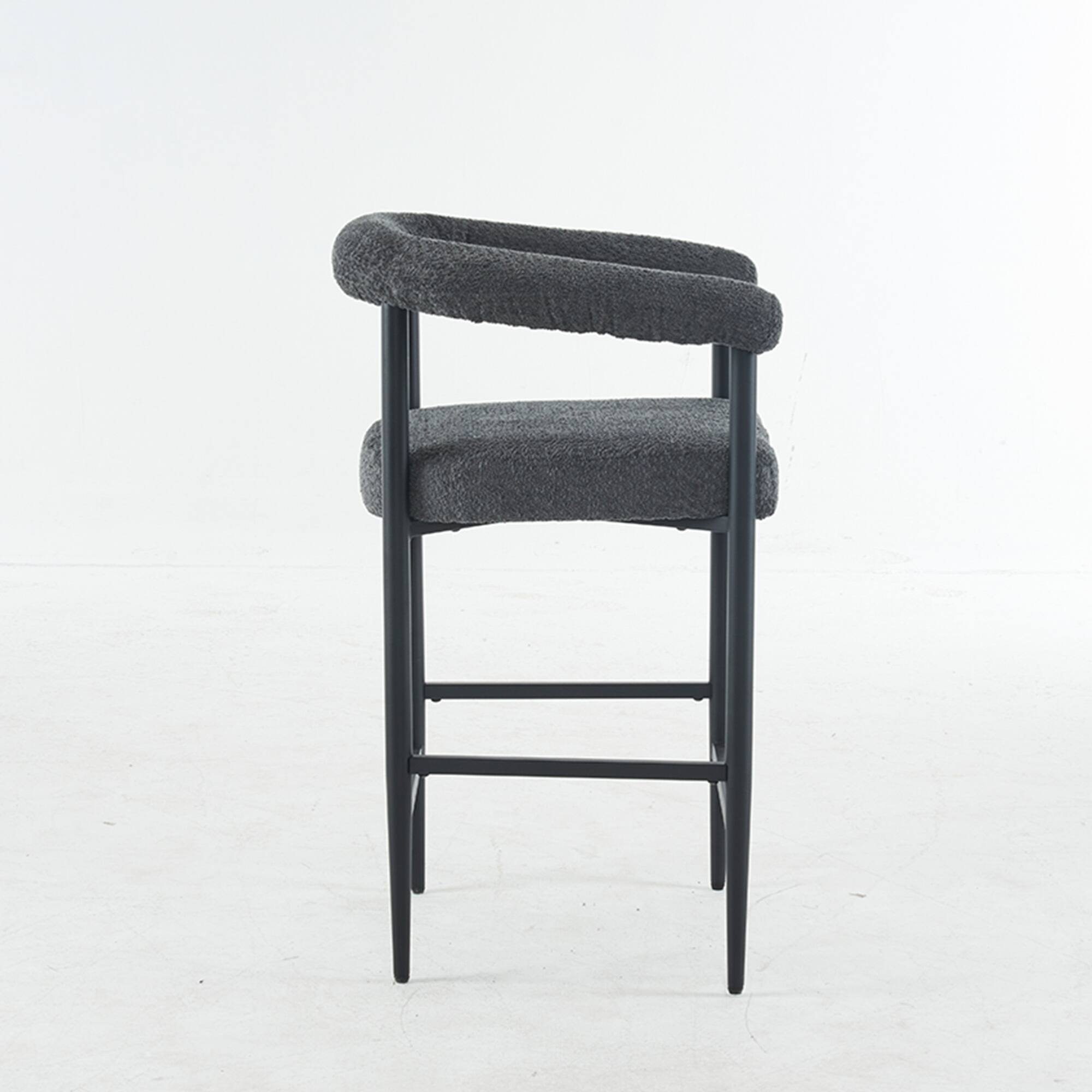 Alt View 5. GOODSILO - Modern Upholstered Counter Height Bar Stools Set of 2 with Metal Frame and Armrests for Kitchen Island Dining Room Cafe - Dark Gray.