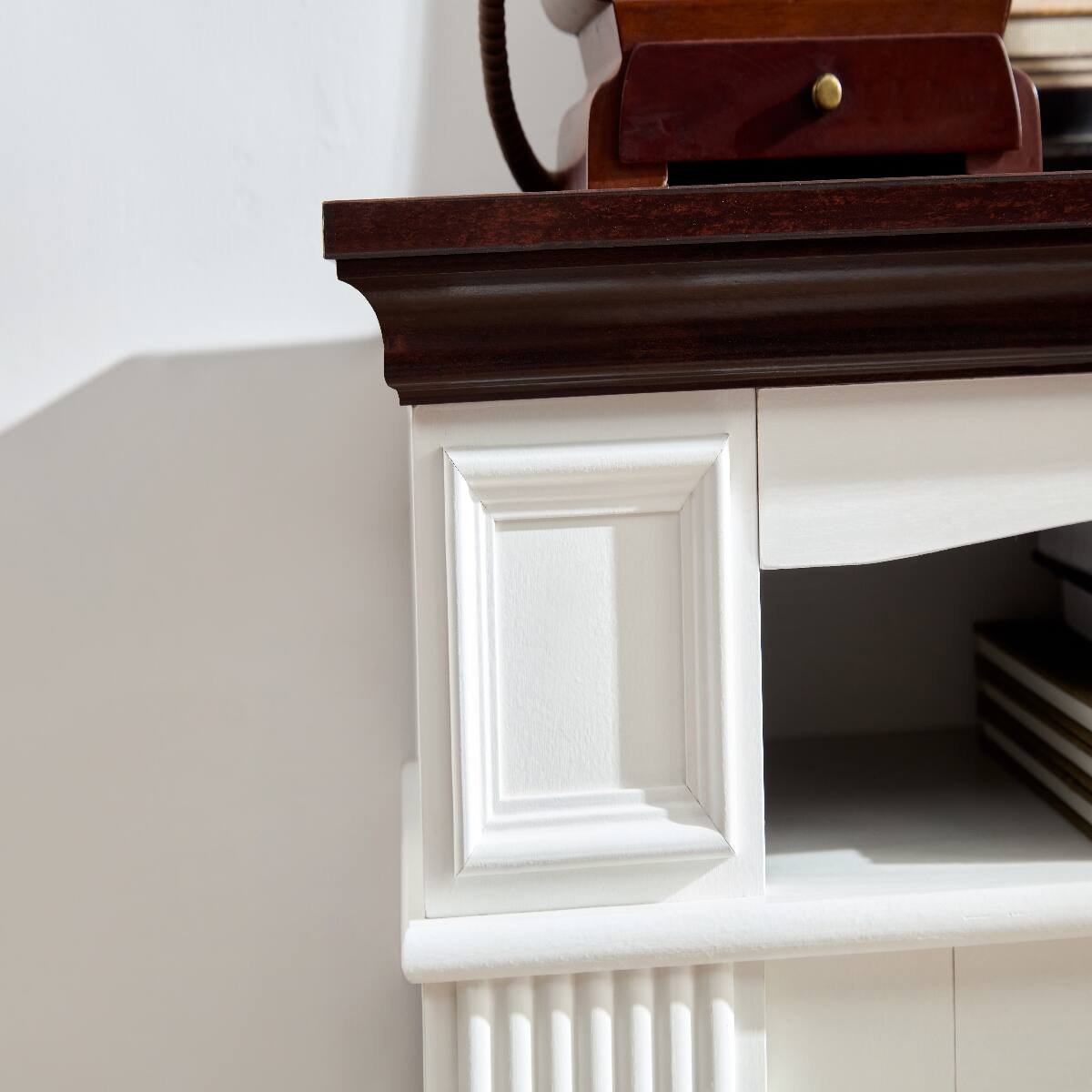 Alt View 4. Loheer - Loheer Freestanding Electric Fireplace with Mantel 23 Inch Insert Cherry White MDF - Cherry, White.