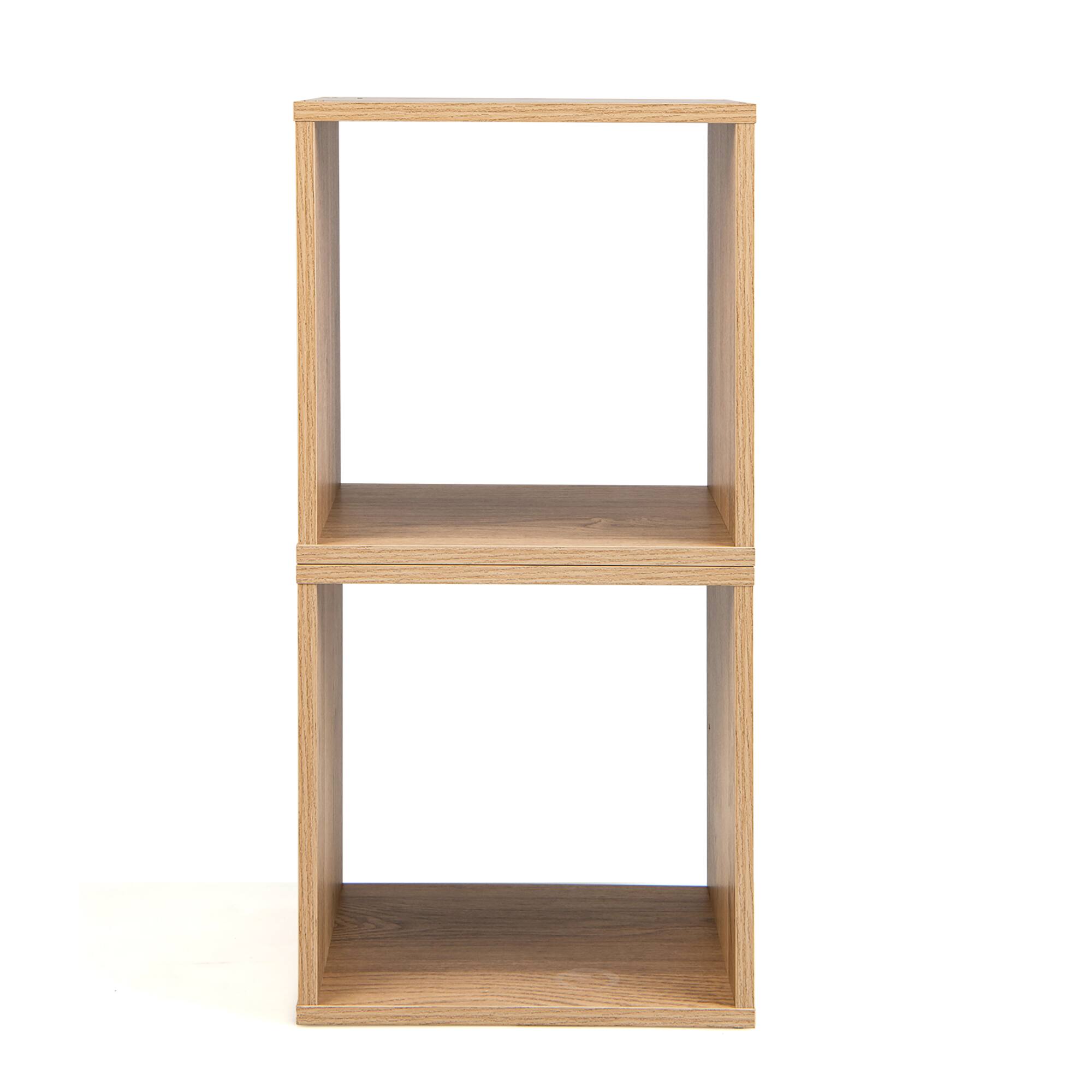 Alt View 17. Costway - 2 PCS Wood Stackable Storage Cube 2-tier Narrow Bookshelf Vinyl Record Organizer Natural - Natural.