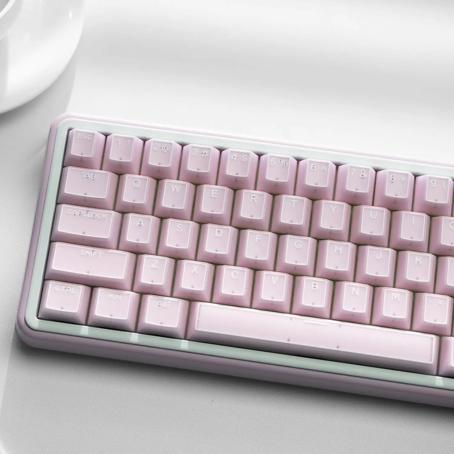 Womier - Jade keycap,Translucent Double Shot Cherry Profile for All Layout Mechanical Keyboards - Pink