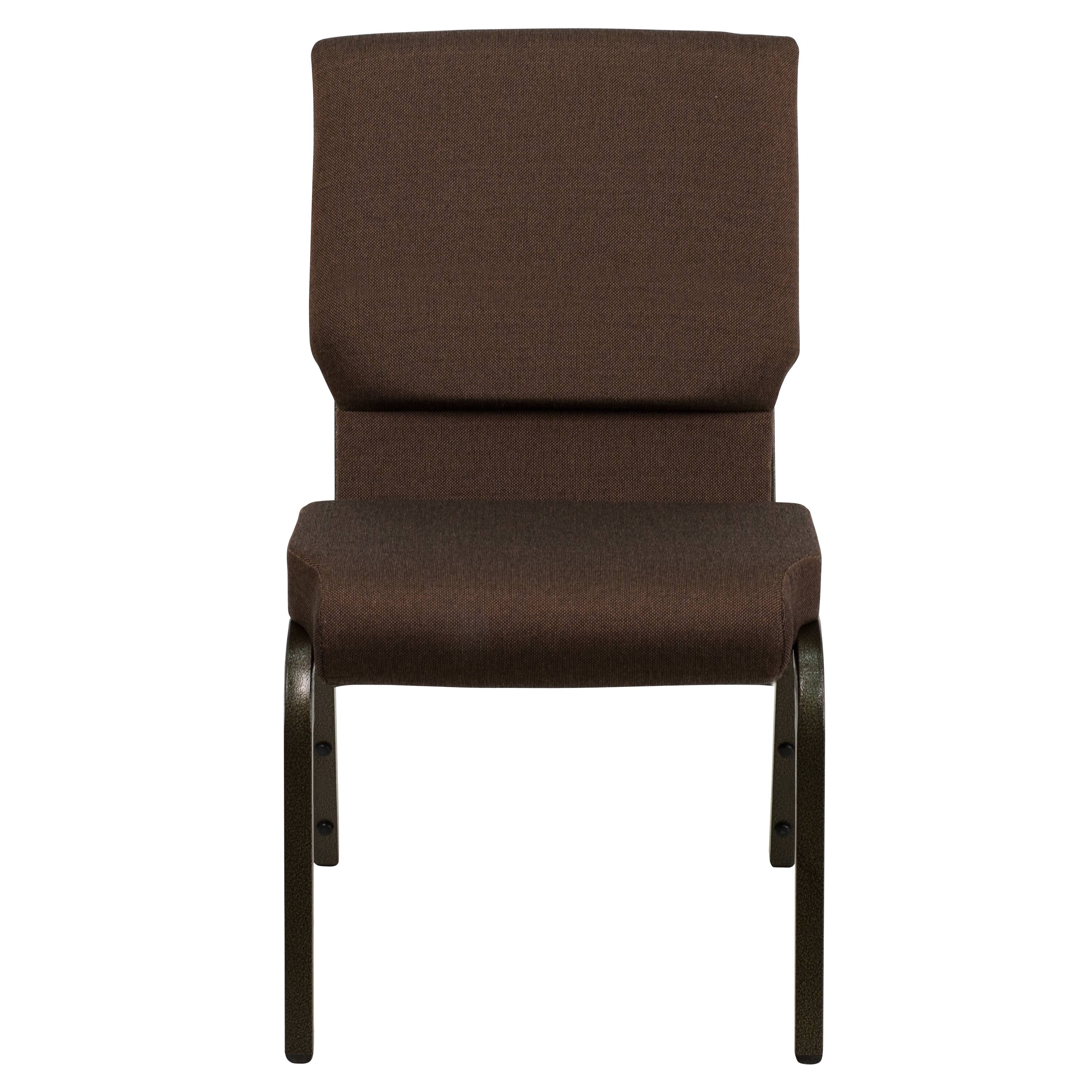 Alt View 7. Emma + Oliver - Stacking Auditorium Chair with 19" Seat - Brown Fabric/Gold Vein Frame.