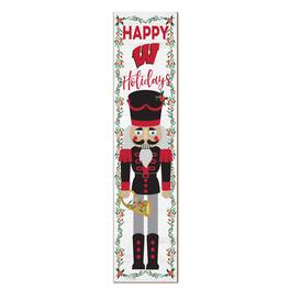 Jardine - Wisconsin Badgers 11" x 46" Nutcracker Holiday Leaner Sign - White