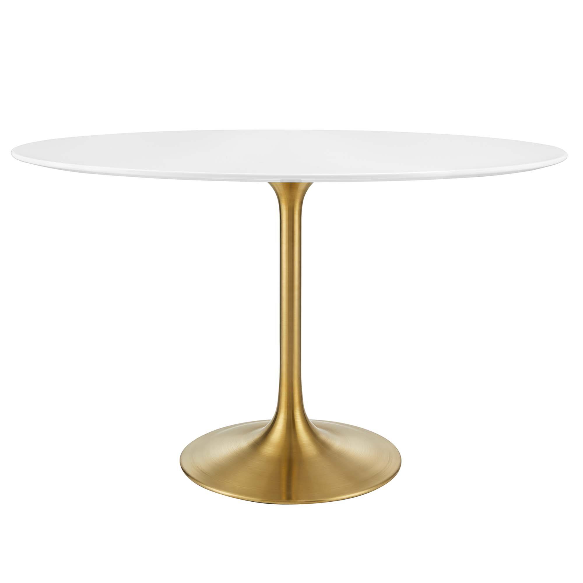 Angle. Modway - Lippa Oval Wood Dining Table - Gold White.