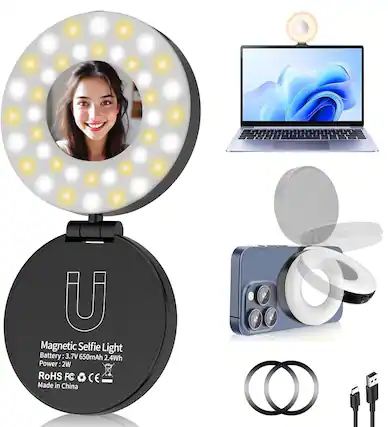 Magnetic Selfie Light
Battery: 3.7V 650mAh 2.4Wh
Power: 2W
RoHS FC CE
Made in China