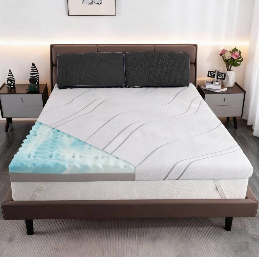Front. Vipbear - 3 Inch Queen Premium Cooling Gel+Bamboo High Density Memory Foam Mattress Topper with Removable Ice Silk Cover - white.