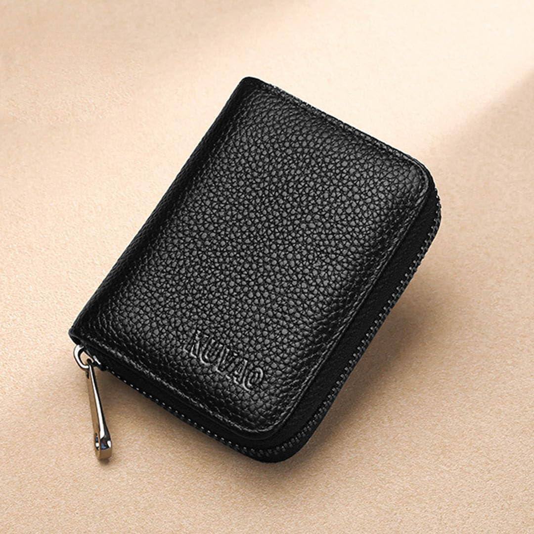 Alt View 5. Jadie Link - Rfid Blocking Leather Credit Card Holder Zipper Wallet Slots Small Case Women Men Accordion black very practical Credit - Black.