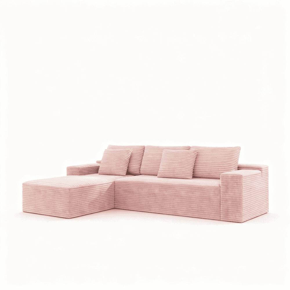 Alt View 1. Kadyn - 104" Right Chaise Modular Sectional, Corduroy Cloud Couch with Deep Seats and No Setup Needed, Pink - Pink.