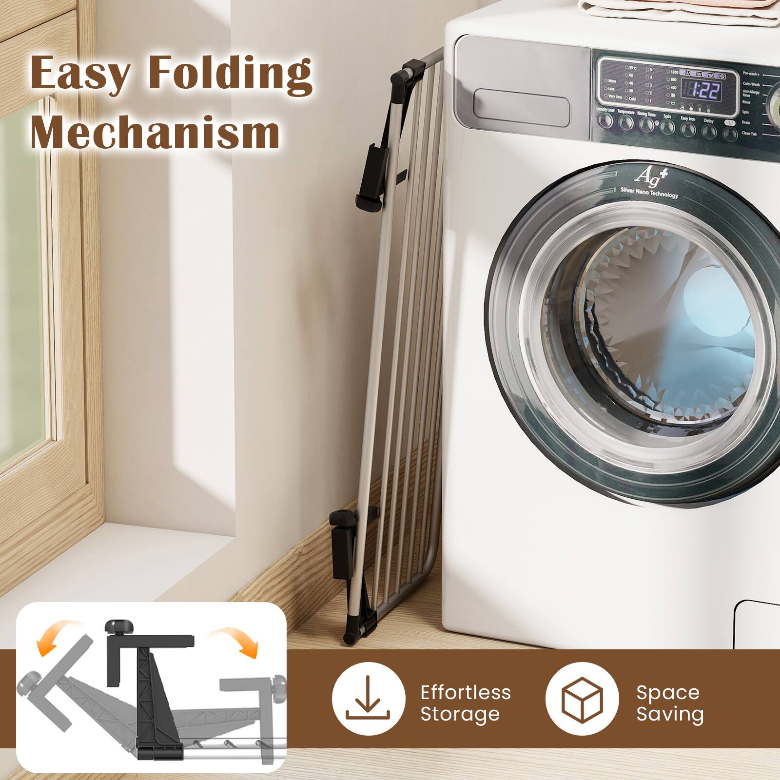 Easy Folding Mechanism

Effortless Storage

Space Saving

Ag+ Silver Nano Technology