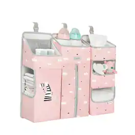 Kitcheniva - 3-in-1 Attachable Crib Organizer Bed Storage Bags - Pink