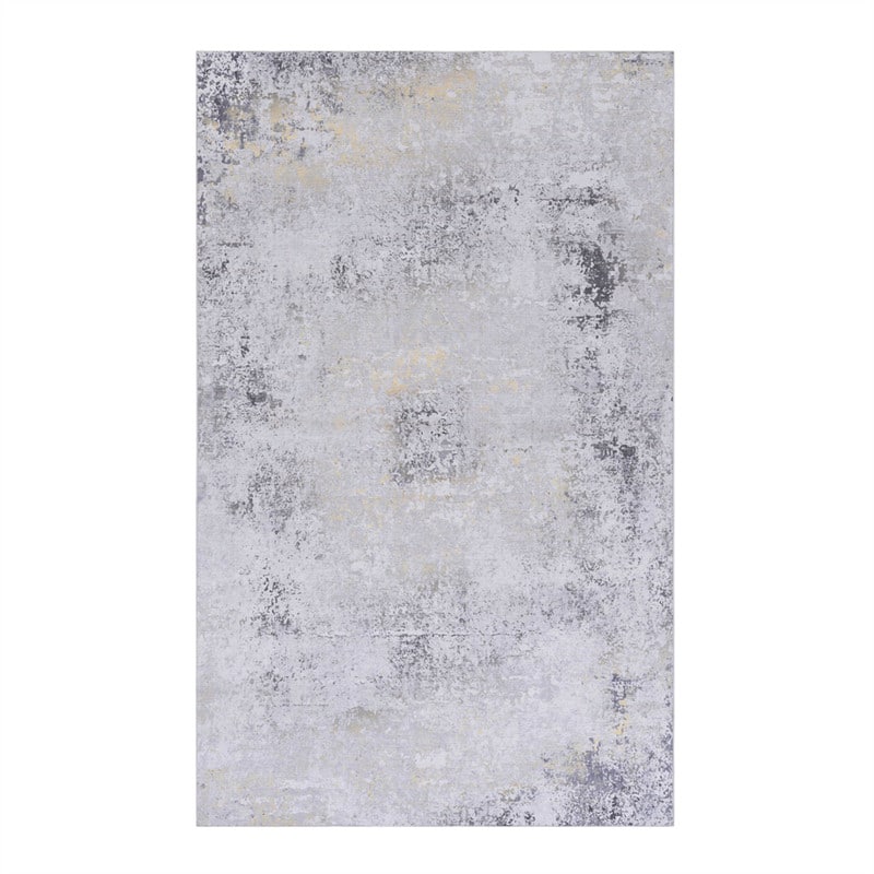 HTUTWOO - Washable Rug 8x10 Area Rug - Machine Washable Low Pile Carpet, +Gold Non Slip, Living Room Bedroom Kitchen Hallway - Gray