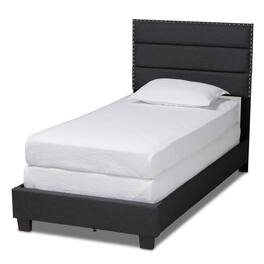 Baxton Studio - Ansa Modern and Contemporary Fabric Upholstered Bed - Dark Grey/Black