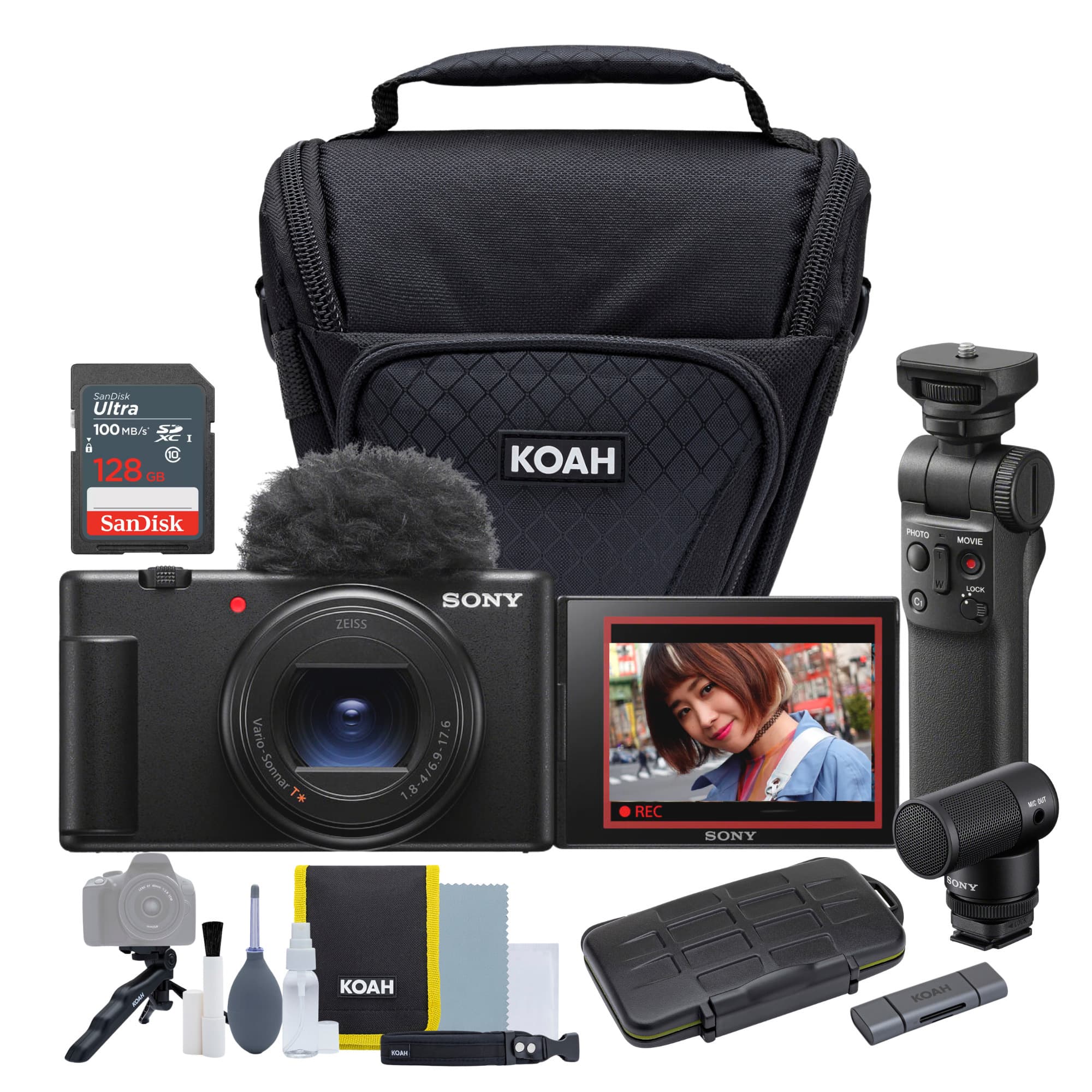 Sony - ZV-1 II Vlog Camera (Black) with Vlogger Kit and Case Bundle