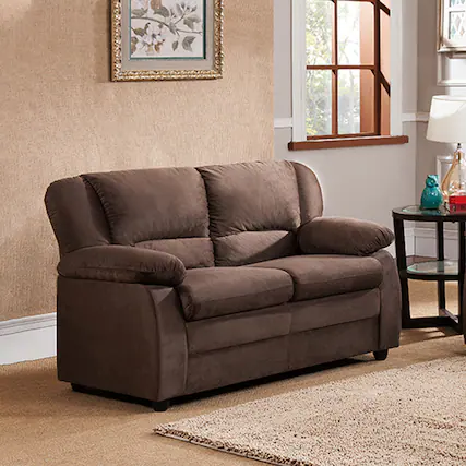 Front. Kings Brand Furniture - Kings Brand Furniture Abanda Leather Loveseat, Chocolate - Dark Brown.