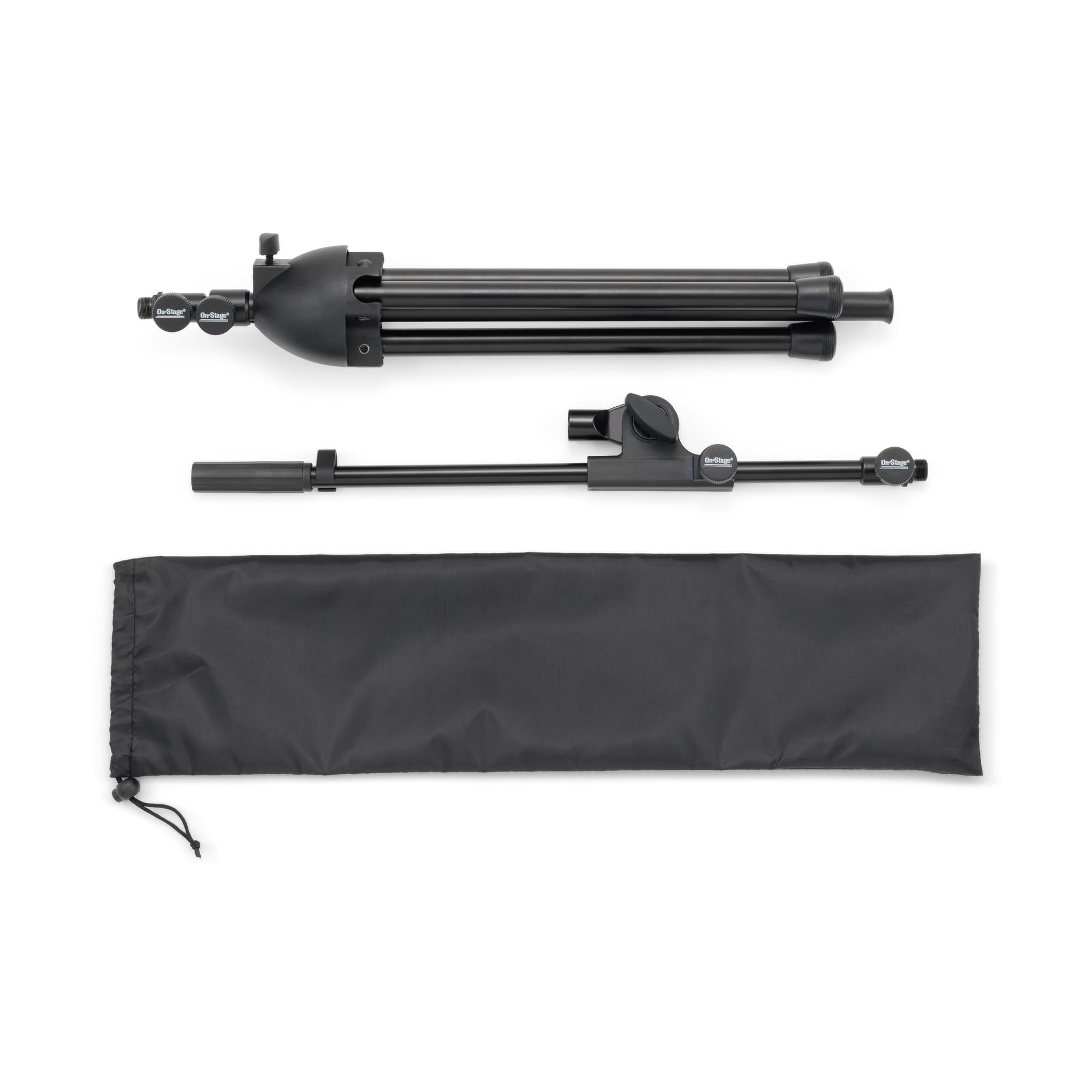 Alt View 1. On Stage Stands - On-Stage MS500 Adjustable Mic Stand-Boom Arm, Portable, Foldable Design with Drawstring Travel Bag, Non-Slip Rubber Feet - Black.