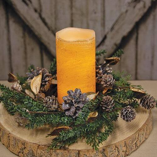 Angle. BreeBe - Birch Cone Pod & Glitter Rattan Ball Candle Ring - Multi.