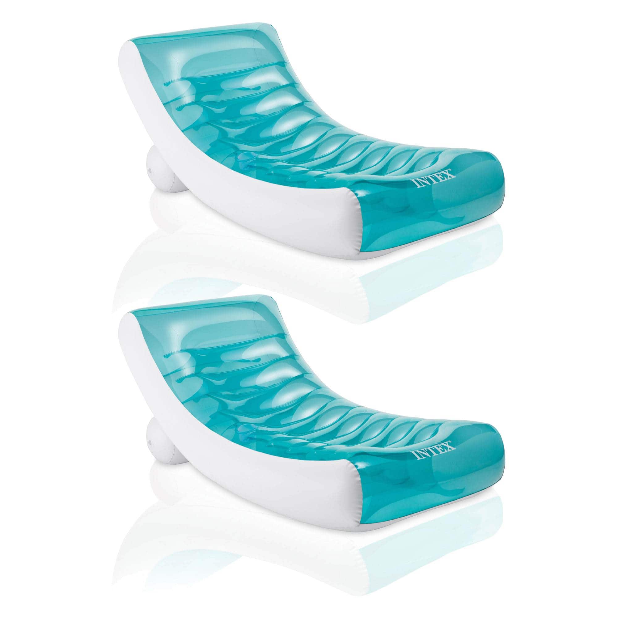 Front. Intex - Rockin' Lounge Pool Floating Raft Chair with Cupholder - Blue.