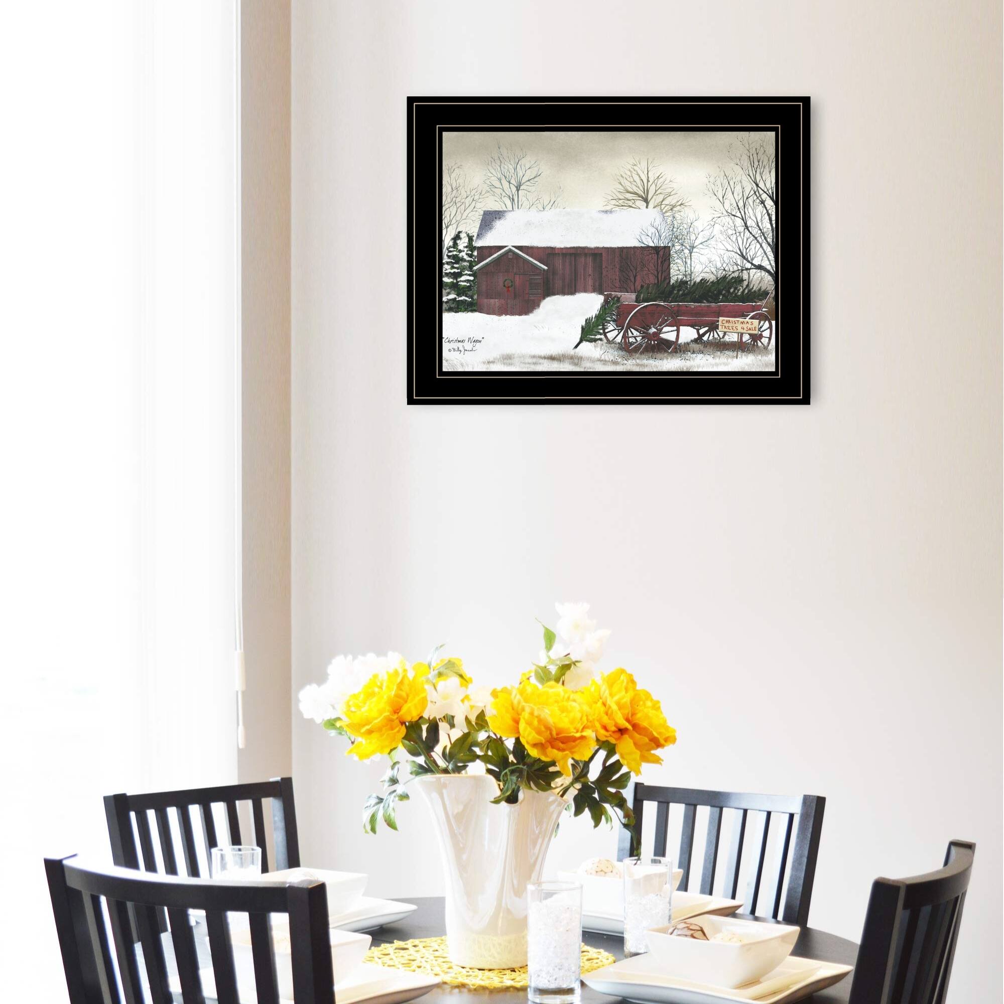 Left. TinyHomie - Christmas Wagon Billy Jacobs Ready to Hang Framed Print Black Frame - white.