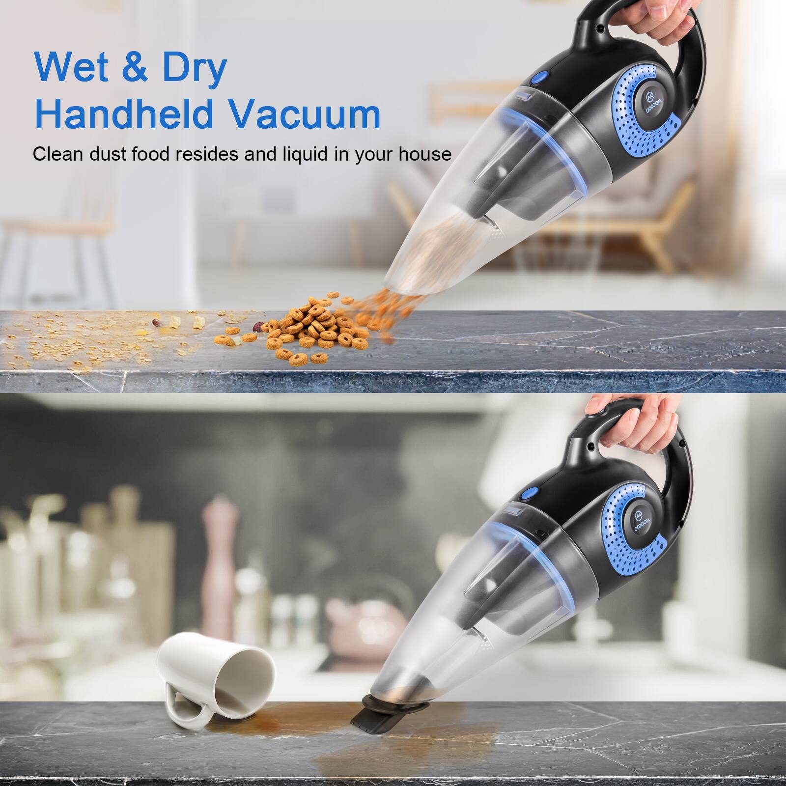 Wet & Dry Handheld Vacuum Clean dust food residues and liquid in your house