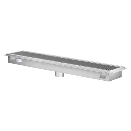 Front. Koolmore - 12" x 54" Stainless Steel Floor Trough Drain, 14-Gauge with Subway-Style Grating & Removable Drain Basket, NSF Listed - Stainless-Steel.