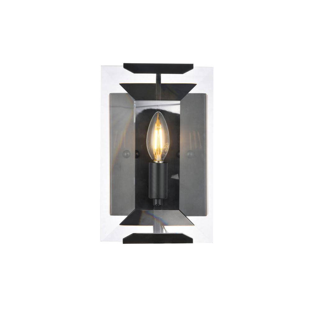 Front. Urban Classic - Monaco 1 light Flat Black (Matte) Wall Sconce Glass Crystal - Flat Black (Matte).