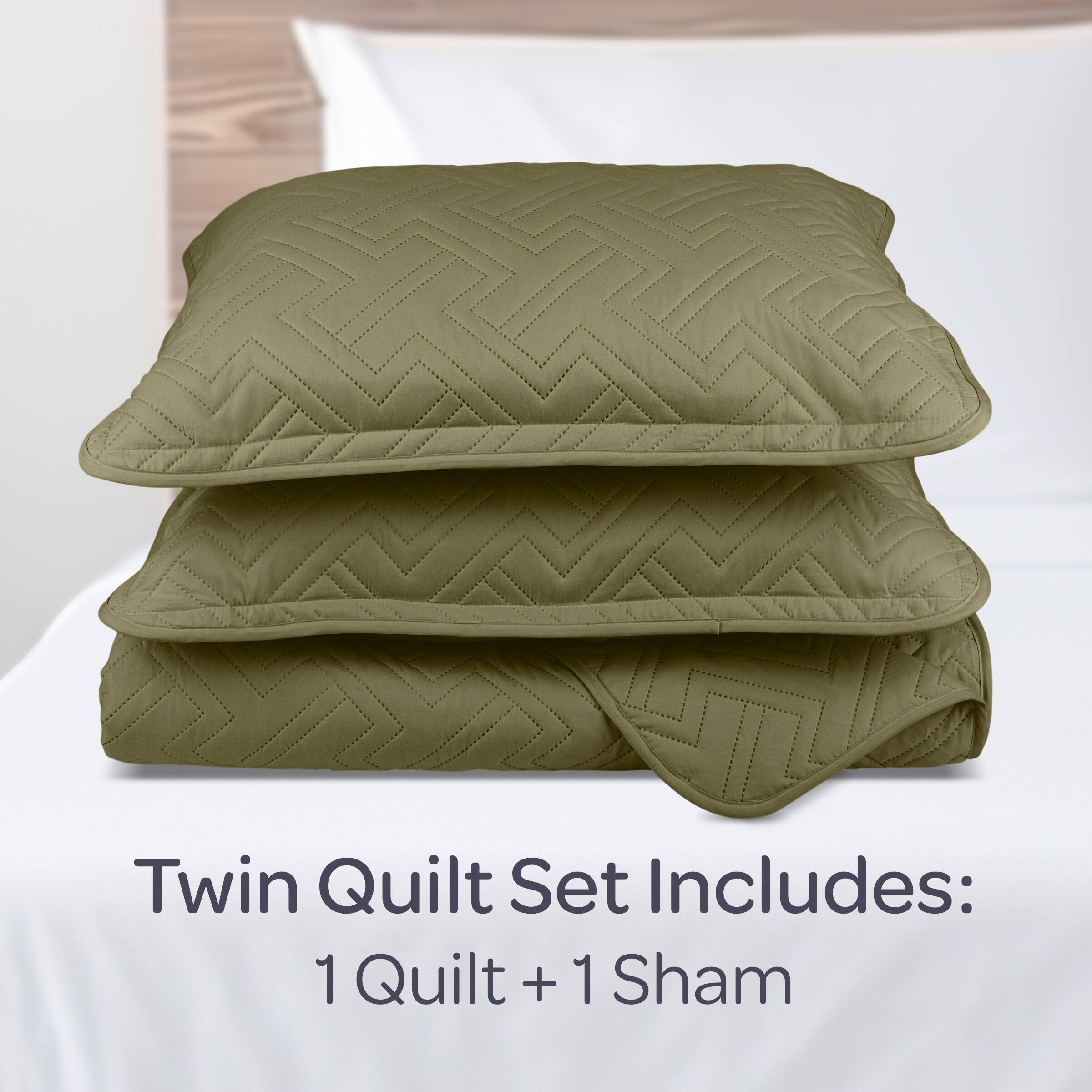Twin Quilt Set Includes:  
1 Quilt + 1 Sham