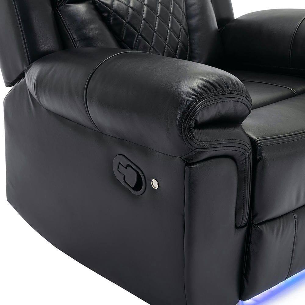 Alt View 5. Kadyn - Manual Home Theater Recliner Chair with LED Light Strip for Living Room Bedroom - Black.