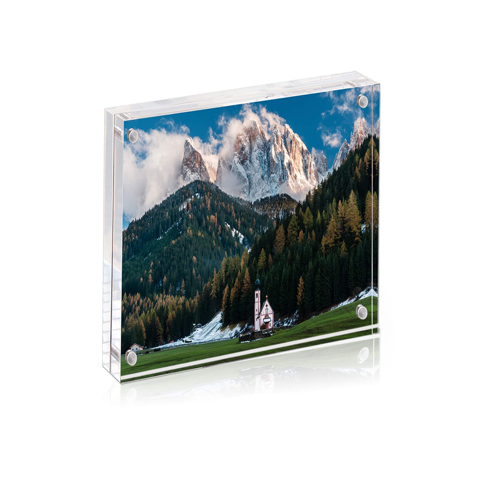 BP4U - 4x4 Inch Tabletop Acrylic Picture Frame, 10+10MM Double Sided Desktop Photo Frame (1-Pack)