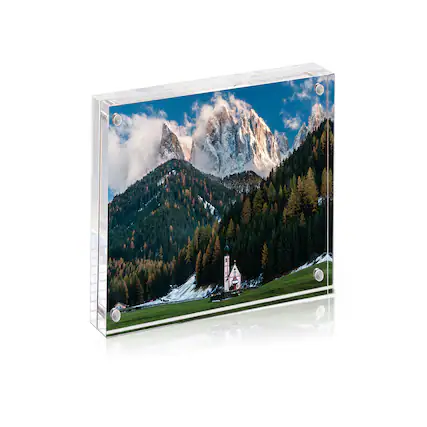 Front. BP4U - 4x4 Inch Tabletop Acrylic Picture Frame, 10+10MM Double Sided Desktop Photo Frame (1-Pack).