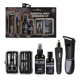 Cutting Edge - Essential Body Grooming Kit for Men, 15-Piece Father’s Day Gift Set - Black